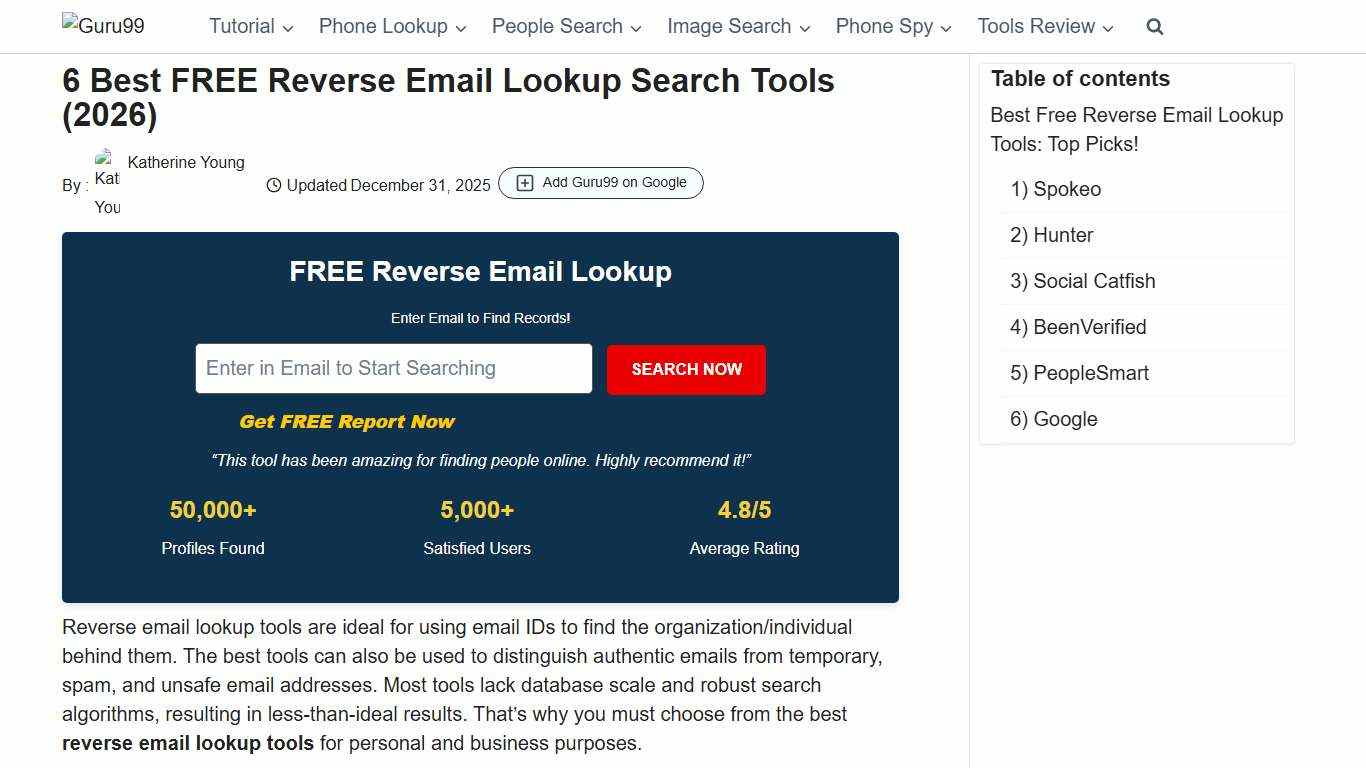 6 Best FREE Reverse Email Lookup Search Tools (2026)